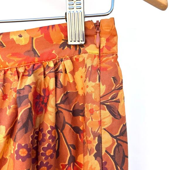Auguste The Label Caramel Floral Tiered Maxi Skirt Size 6 Orange Fall Autumn - Picture 6 of 8